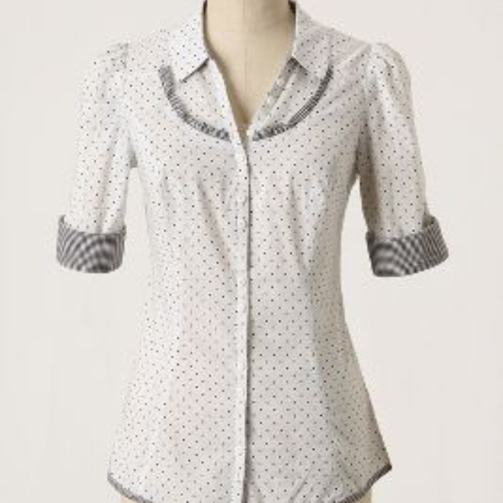 Anthropologie Polka Dot Blouse Size 2